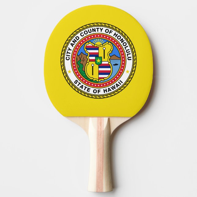 Flag of city of Honolulu, Hawaii Ping-Pong Paddle (Front)