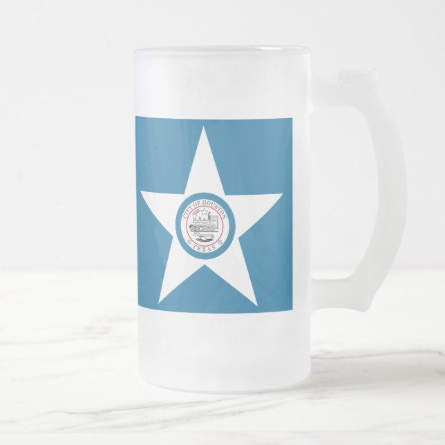 Flag of city of Houston, Texas Frosted Glass Beer  Frosted Glass Beer Mug (Right)