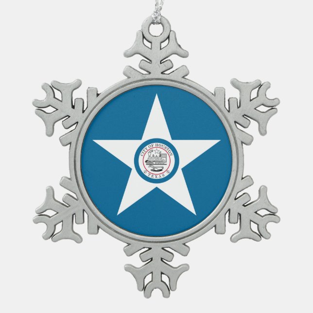 Flag of city of Houston, Texas Snowflake Pewter Ch Snowflake Pewter Christmas Ornament (Front)