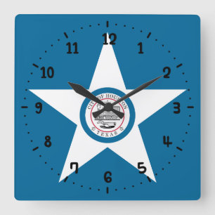 Flag of city of Houston, Texas Square Wall Clock