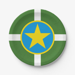 Flag of city of Jackson, Mississippi Paper Plates