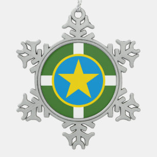 Flag of city of Jackson, Mississippi Snowflake Pew Snowflake Pewter Christmas Ornament