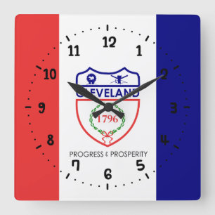 Flag of Cleveland, Ohio Square Wall Clock