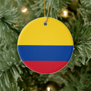 Flag of Colombia Yellow Blue Red Ceramic Tree Decoration