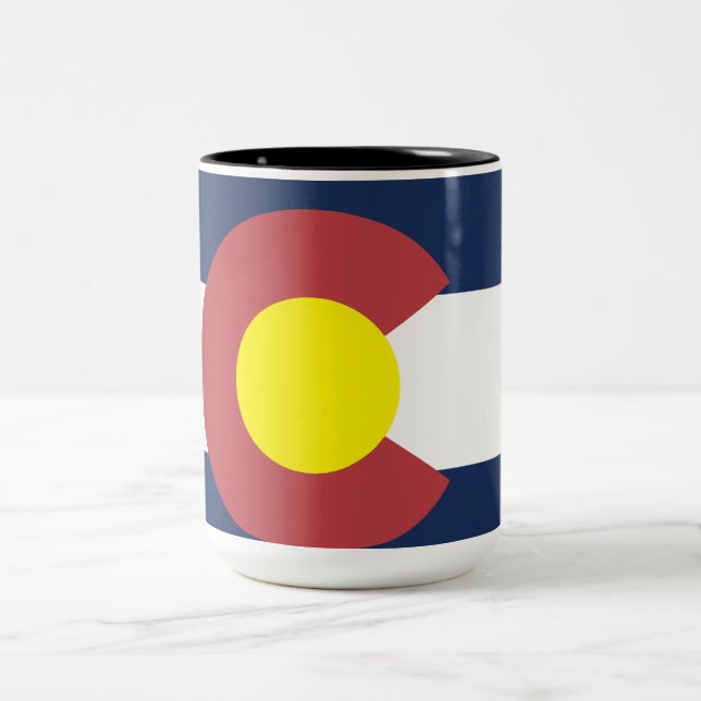 Flag of Colorado Two-Tone Coffee Mug (Center)