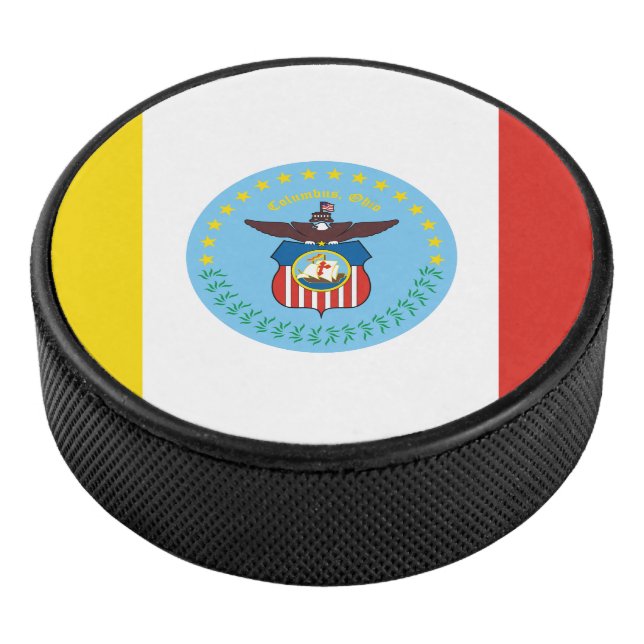 Flag of Columbus, Ohio Hockey Puck (3/4)