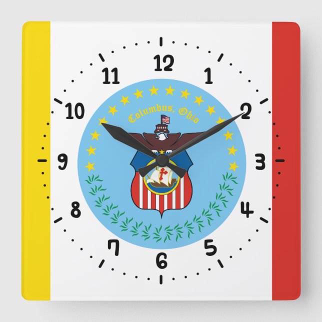 Flag of Columbus, Ohio Square Wall Clock (Front)