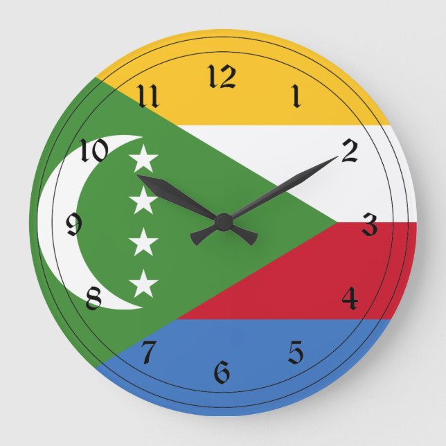 Flag of Comoros Large Clock (Front)