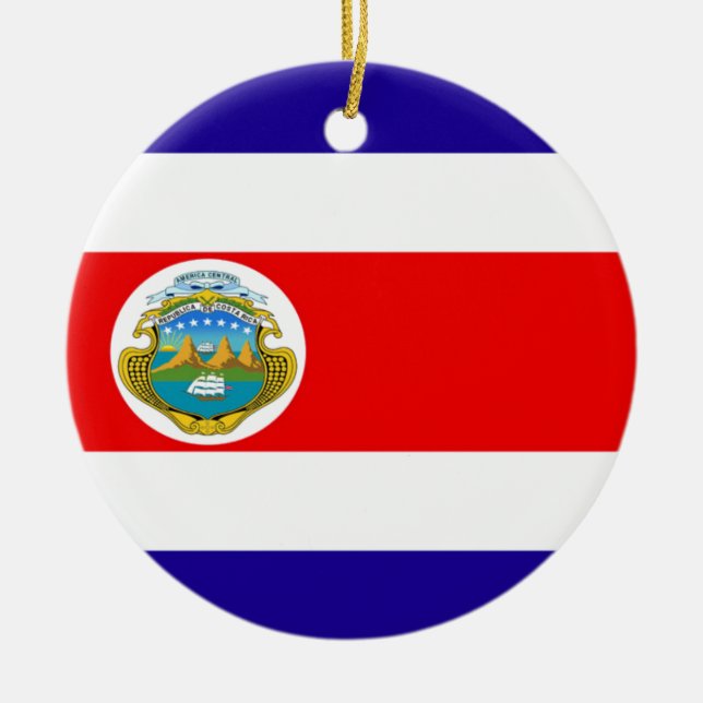 Flag of Costa Rica Ceramic Tree Decoration (Front)