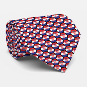 Flag of Croatia Geometric Hexagon Pattern Tie