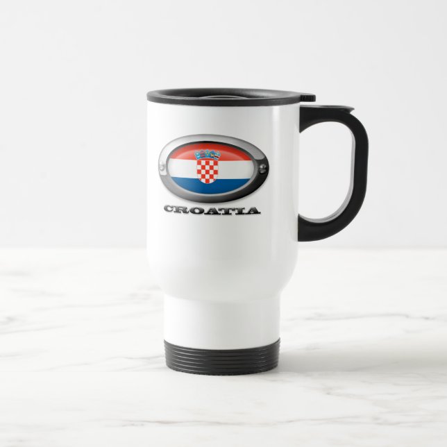 Flag of Croatia in Steel Frame Travel Mug (Right)