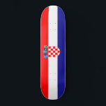 Flag of Croatia Skateboard<br><div class="desc">This design features the national flag of Croatia, which is a country in Southeast Europe. It borders Slovenia to the northwest, Hungary to the northeast, Serbia to the east, Bosnia and Herzegovina and Montenegro to the southeast, and a maritime border with Italy. The capital city of Croatia is Zagreb; in...</div>