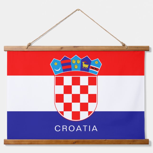 Flag of Croatia With Custom Text Hanging Tapestry (Front)