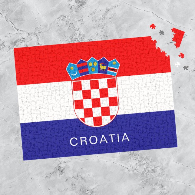 Flag of Croatia With Custom Text Jigsaw Puzzle (Creator Uploaded)