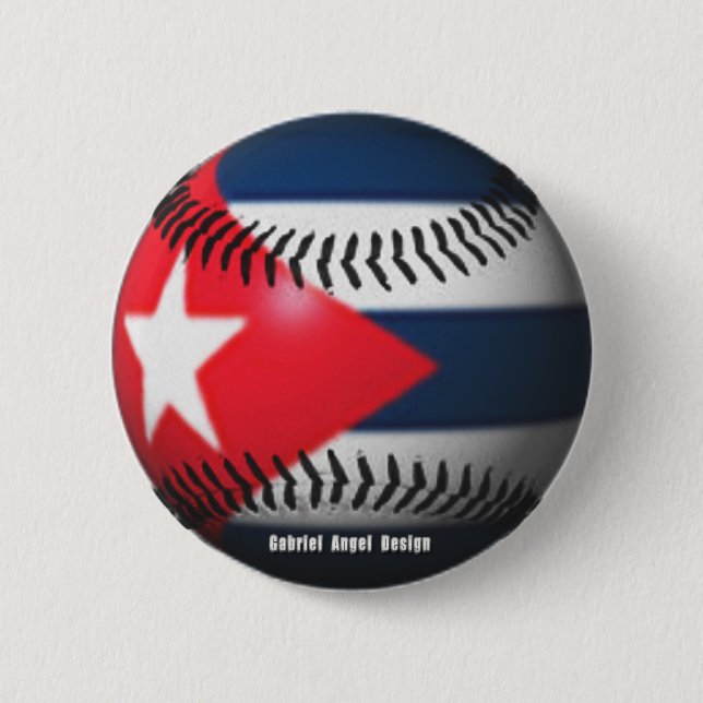 Flag of Cuba on a Baseball 6 Cm Round Badge (Front)