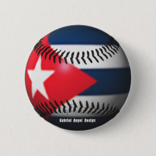 Flag of Cuba on a Baseball 6 Cm Round Badge