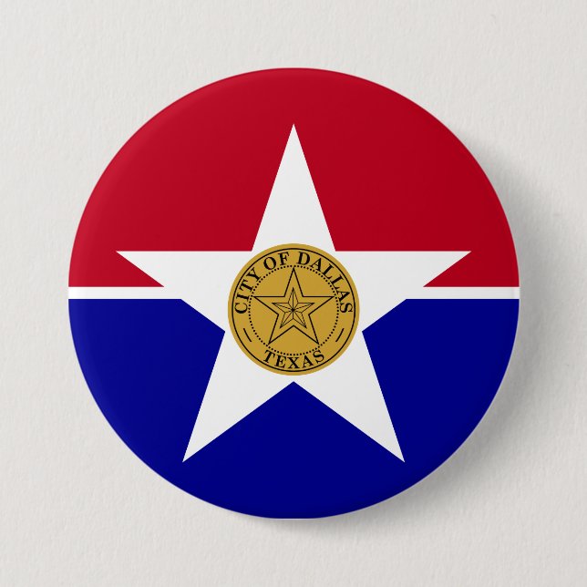Flag of Dallas (Texas) 7.5 Cm Round Badge (Front)