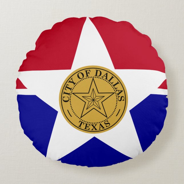 Flag of Dallas, Texas Round Pillow (Front)