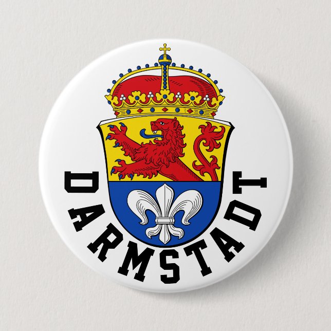 Flag of Darmstadt, Germany 7.5 Cm Round Badge (Front)