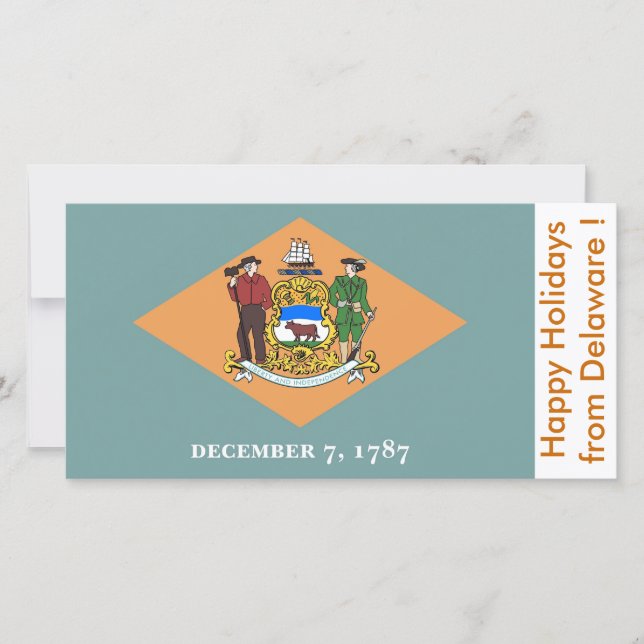 Flag of Delaware, Happy Holidays from U.S.A. Holiday Card (Front)