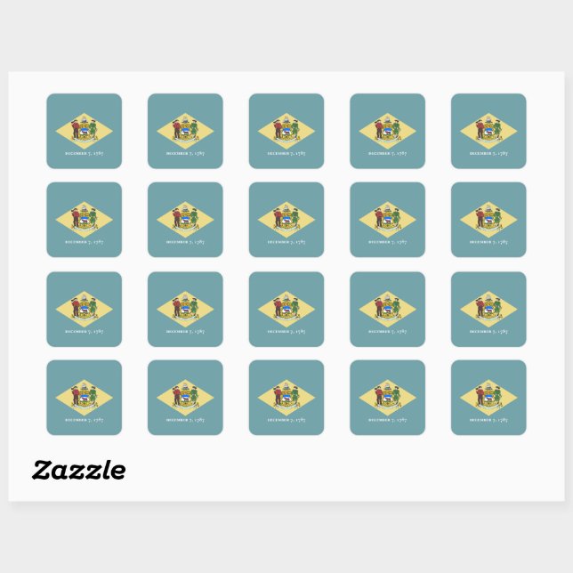 Flag of Delaware State USA Square Sticker (Sheet)