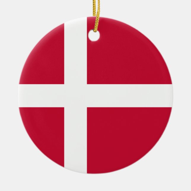Flag of Denmark Ceramic Tree Decoration (Front)