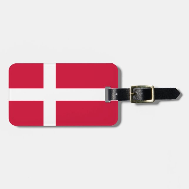 Flag of Denmark Luggage Tag w/ leather strap (Front Horizontal)