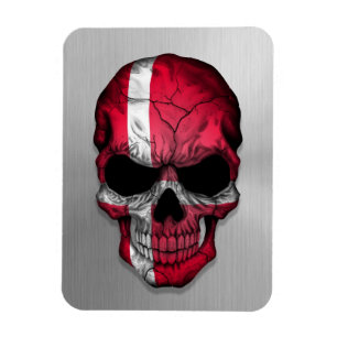 Flag of Denmark on a Steel Skull Graphic Magnet
