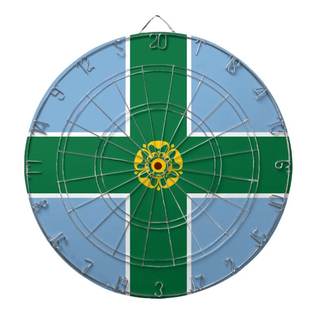 Flag of Derbyshire (County of England, UK) Dartboard (Front)