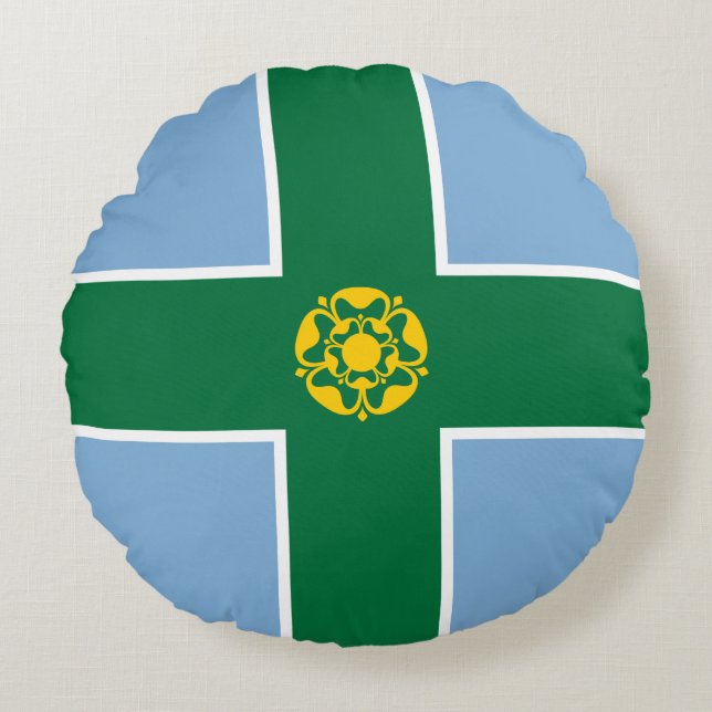 Flag of Derbyshire (County of England, UK) Round Cushion (Front)