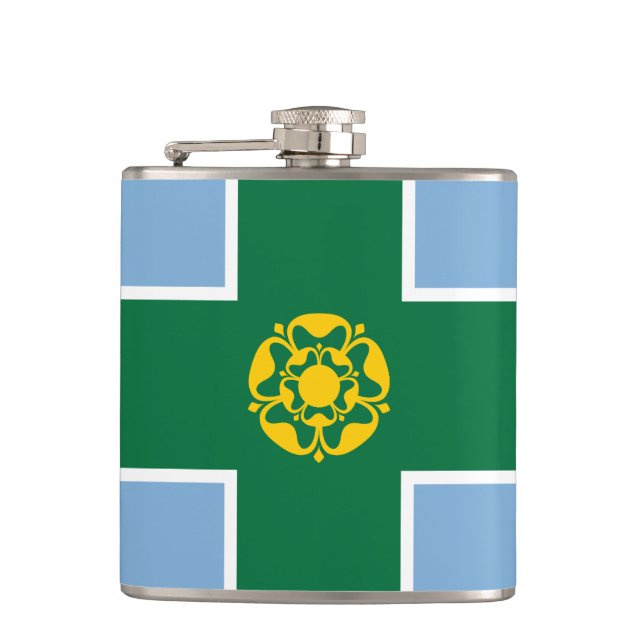Flag of Derbyshire Hip Flask (Front)