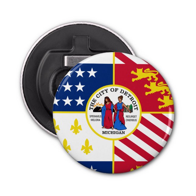 Flag of Detroit, Michigan Bottle Opener (Front)