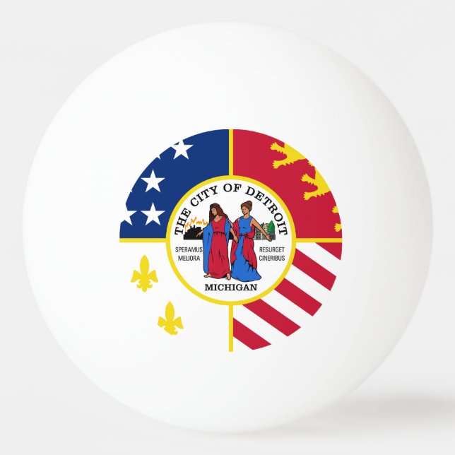 Flag of Detroit, Michigan Ping-Pong Ball (Front)