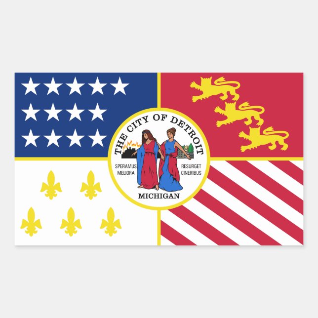 Flag of Detroit, Michigan Rectangular Sticker (Front)