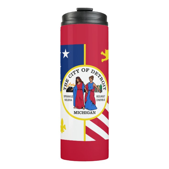 Flag of Detroit, Michigan Thermal Tumbler (Front)