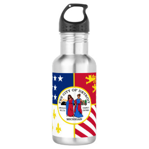 Flag of Detroit, Michigan Water Bottle
