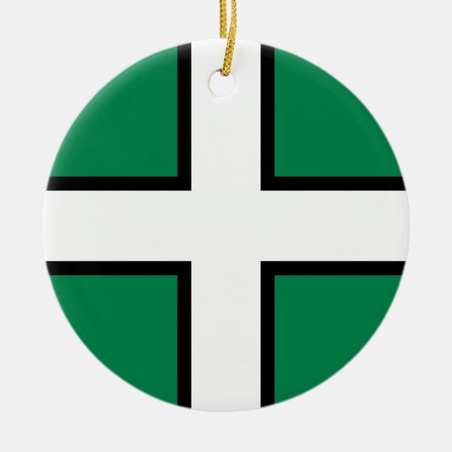 Flag of Devon (UK county) Ceramic Tree Decoration (Front)