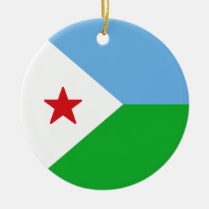 Flag of Djibouti Ceramic Tree Decoration