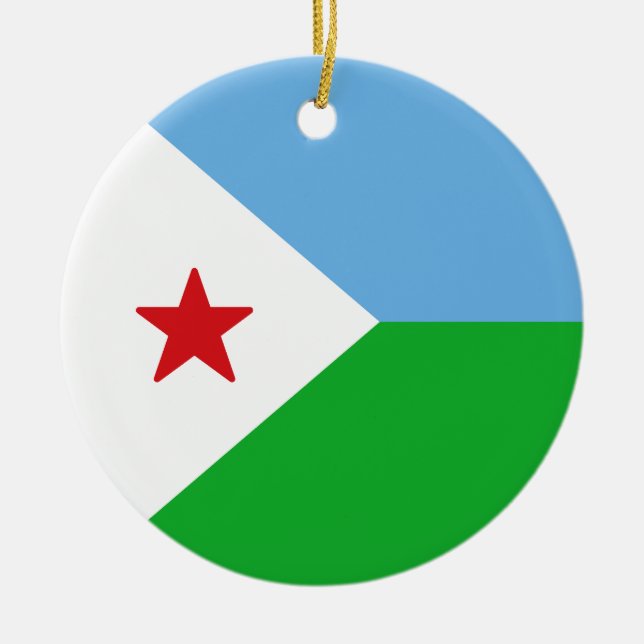 Flag of Djibouti Ceramic Tree Decoration (Front)