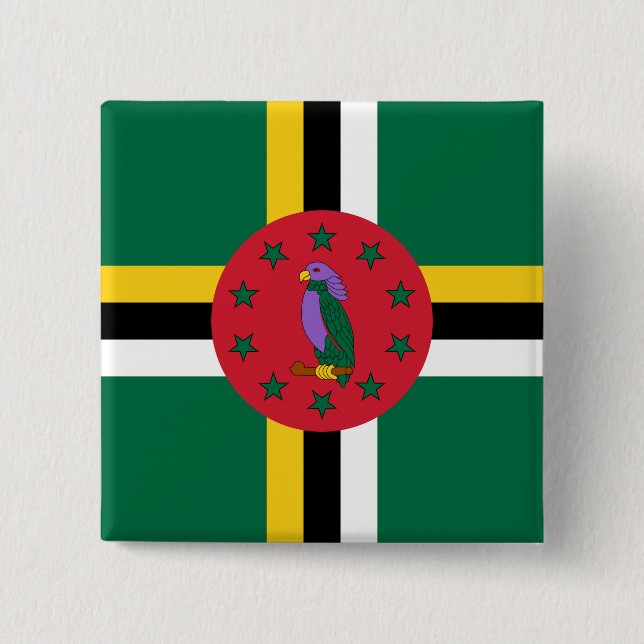 Flag of Dominica 15 Cm Square Badge (Front)