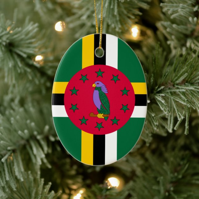 Flag of Dominica Ceramic Tree Decoration (Tree)