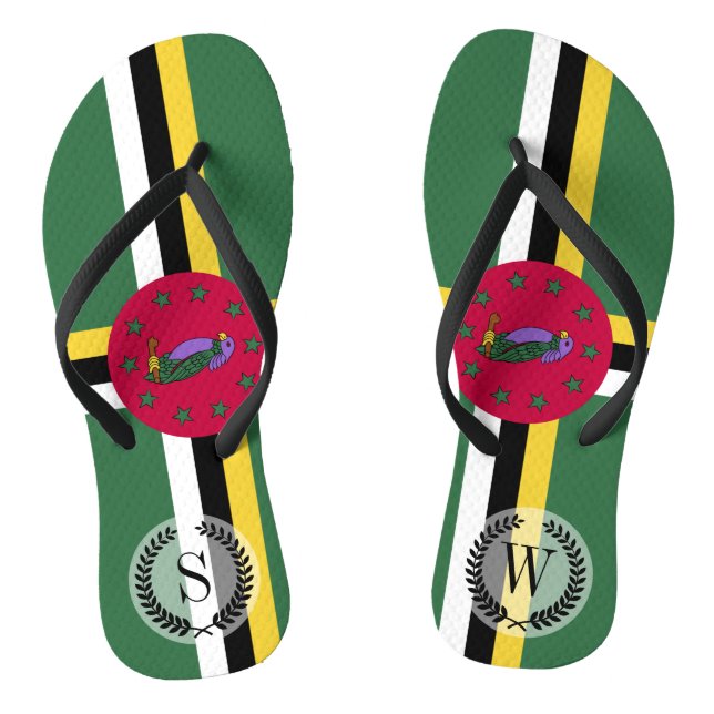 Flag of Dominica Flip Flops (Footbed)