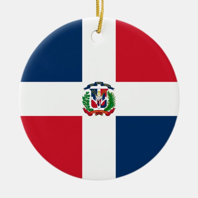Flag of Dominican Republic Ceramic Tree Decoration (Front)