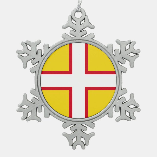 Flag of Dorset Snowflake Pewter Christmas Ornament (Front)