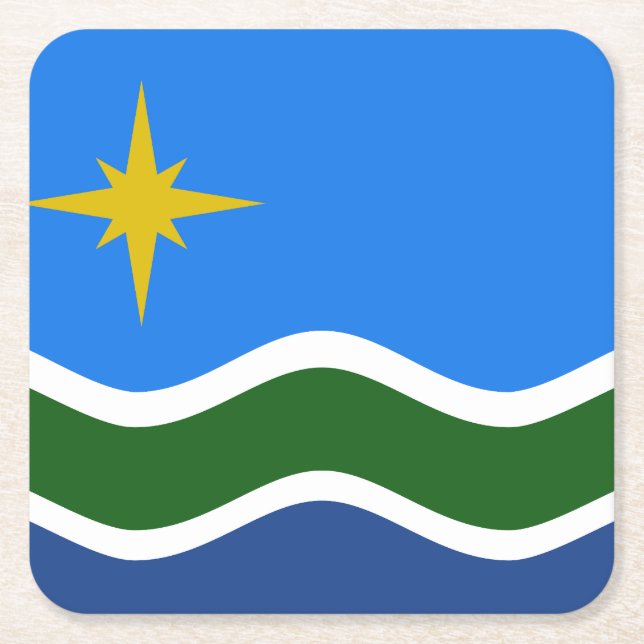 Flag of Duluth, Minnesota Square Paper Coaster (Front)