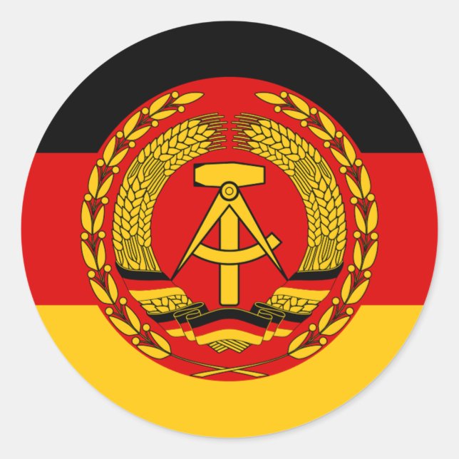 Flag of East Germany - Flagge der DDR (GDR) - NVA Classic Round Sticker (Front)
