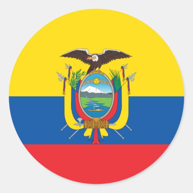 Flag of Ecuador - Bandera de Ecuador Classic Round Sticker (Front)