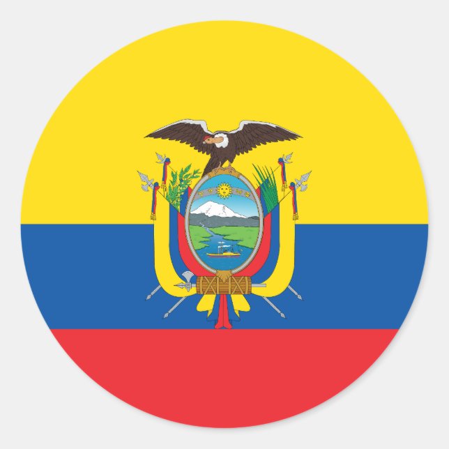 Flag of Ecuador Classic Round Sticker (Front)