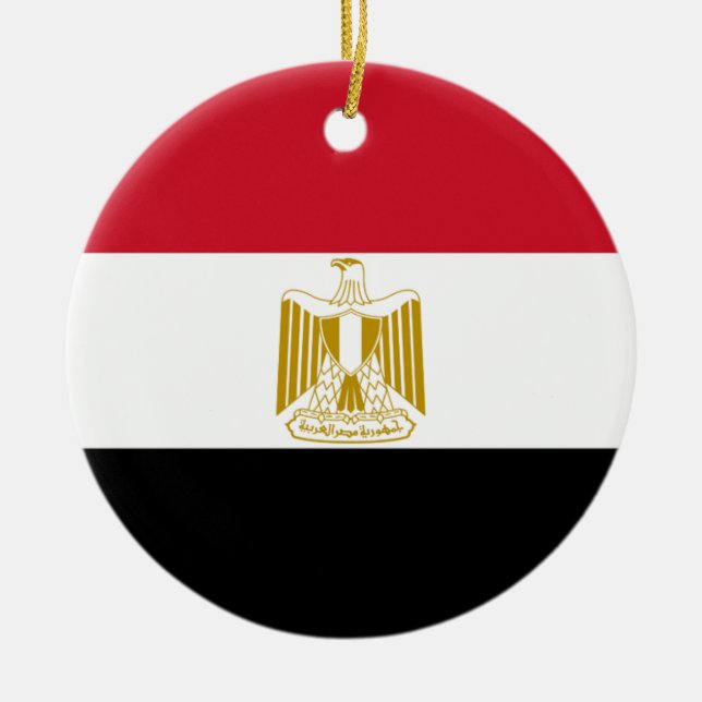 Flag of Egypt Ceramic Tree Decoration (Front)
