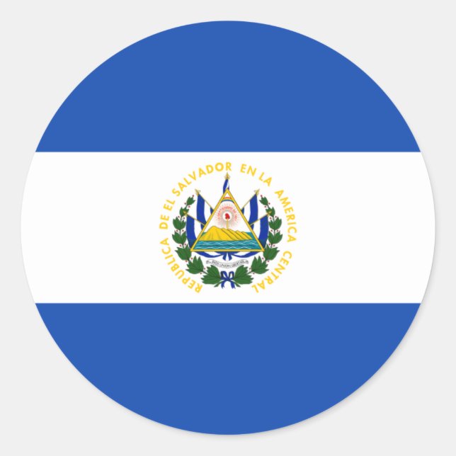 Flag of El Salvador - Bandera de El Salvador Classic Round Sticker (Front)
